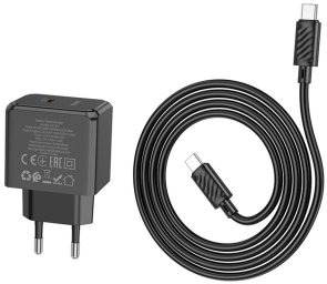 Зарядний пристрій Hoco CS13A PD 20W Black with Type-C/Type-C (6942007603843)