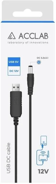 Фото: Кабель живлення ACCLAB 12V 1A USB / DC 5.5x2.1mm Black (1283126565120) № 3 | KTC
