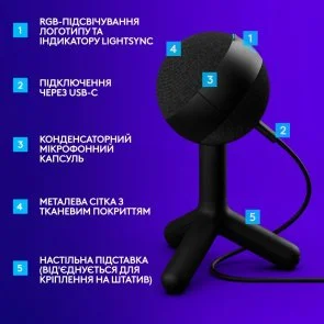 Фото: Мікрофон Logitech G Yeti Orb RGB LIGHTSYNC Black (988-000551) № 11 | KTC