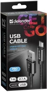 Фото: Кабель Defender 08-03T Pro AM/ Micro USB 1m Black (87802) № 3 | KTC
