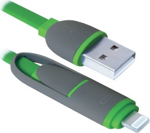  Кабель Defender USB10-03BP AM / Lightning / Micro USB 1m Green (87489)
