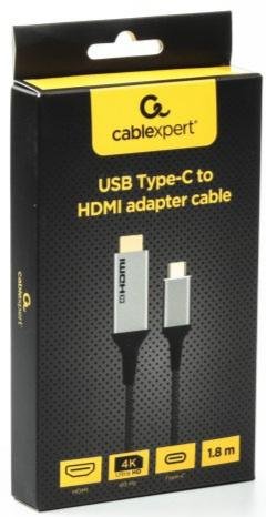 Кабель Cablexpert 4K Type-C / HDMI 1.8m Gray (A-CM-HDMIM4K-1.8M)