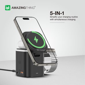 Бездротова зарядна станція AMAZINGthing Thunder Pro Mag 5in1 PD55W Charging Station Black (TP24001BK)