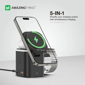 Фото: Бездротова зарядна станція AMAZINGthing Thunder Pro Mag 5in1 PD55W Charging Station Black (TP24001BK) № 5 | KTC