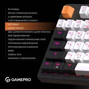Фото: Клавіатура GamePro MK170B RGB USB Black № 6 | KTC