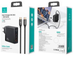 Зарядний пристрій Usams US-UM GaN 140W Black with Type-C/Type-C (UMXLOGTC01)