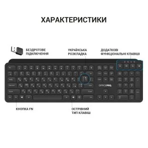 Фото: Клавіатура OfficePro SK680 Wireless Black № 5 | KTC