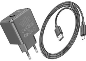 Фото: Зарядний пристрій Hoco CS11A Ocean 2.1A Black with AM/MicroUSB (6942007603584) № 3 | KTC