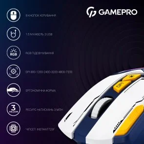 Фото: Миша GamePro GM300BL Blue/White № 8 | KTC