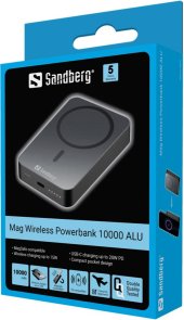 Батарея універсальна Sandberg Mag Wireless 10000mAh 20W/Qi 15W Black (420-97)