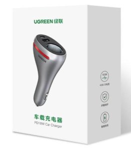 CD204 Car Charger Single Extension Socket QC PD 20W Silver