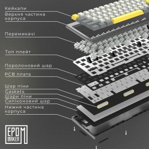 Клавіатура Epomaker Shadow-X Flamingo Switch Hot-Swap RGB WL/BT/USB Black (SHX-B-F)