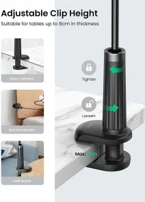 Фото: Універсальний тримач UGREEN LP113 Multifunction Phone Clip Stand Black 80906 (LP113/80906) № 5 | KTC