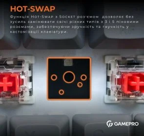 Фото: Клавіатура GamePro MK130G Pro Outemu Red Switch Hot-Swap RGB USB/WL/BT Black/Grey № 12 | KTC