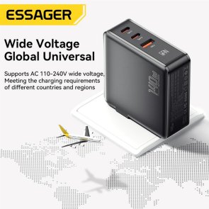  Зарядний пристрій Essager Advance GaN Charger 140W Black (ECT2CA-ZCB01-Z)