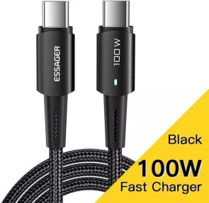 Фото: Кабель Essager Sunset 100W Type-C / Type-C 3m Black (EXCTT1-CGC01) № 2 | KTC