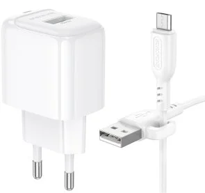 Фото: Зарядний пристрій BOROFONE BAS42A Potential QC3.0 18W White with AM/MicroUSB (6941991113796) № 2 | KTC