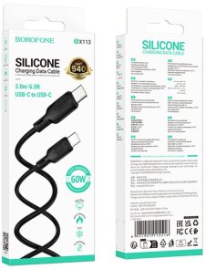 Кабель BOROFONE BX113 Lenny 60W Type-C / Type-C 2m Black (6941991115516)