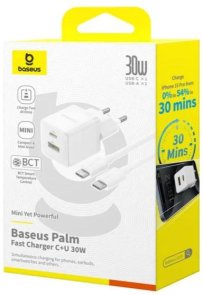Зарядний пристрій Baseus Palm 30W White Type-C/Type-C (P1011160A213-01)