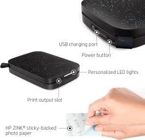 Фото: Фотопринтер HP Sprocket Portable Instant Photo Printer 2x3Inch Black Noir (HPISPB) № 3 | KTC