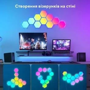 Фото: Настінний світильник Govee H6061 Glide Hexa Light Panels RGBIC Wi-Fi/BT 10pcs White (B6061301) № 7 | KTC