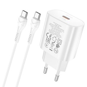 Зарядний пристрій Hoco N22 Jetta 25W White with Type-C/Type-C (6931474760081)