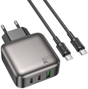 Зарядний пристрій BOROFONE BAS56A Absolute 45W Black with Type-C / Type-C (6941991116278)