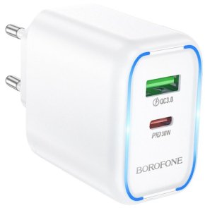 Зарядний пристрій BOROFONE BA89A Destello PD QC3.0 30W White (6941991119361)
