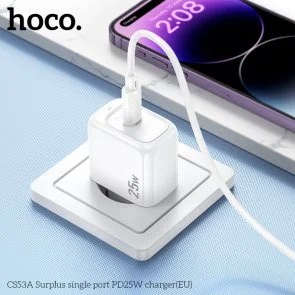 Фото: Зарядний пристрій Hoco CS53A Surplus PD 25W White (6942007631488) № 9 | KTC