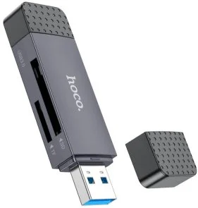 Фото: Кардрідер Hoco HB45 Spirit 2in1 USB3.0/Type-C Metal Gray (6942007620529) № 4 | KTC