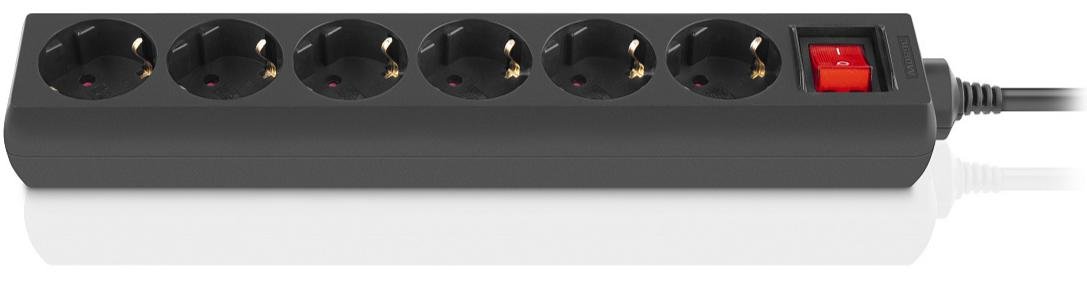 Мережевий фільтр Real-EL RS-6 Protect M 6/1.8m Black (EL122300032)