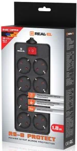 Фото: Мережевий фільтр Real-EL RS-8 Protect 8/1.8m Black (EL122300021) № 5 | KTC