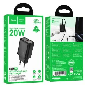 Фото: Зарядний пристрій Hoco N60 Gentle 20W Black (6942007644174) № 2 | KTC