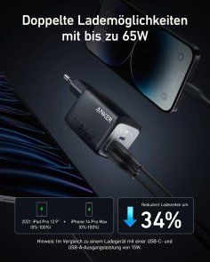 Зарядний пристрій Anker GaNPrime Charger PD QC GaN 67W Black (A2669313)