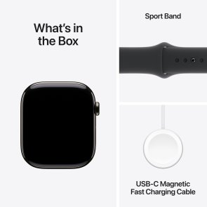 Смарт годинник Apple Watch Series 10 GPS Cellular - 46mm Slate Titanium Case with Black Sport Band - S/M (MWYD3)
