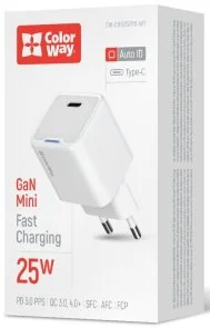 Фото: Зарядний пристрій ColorWay GaN Mini 25W White (CW-CHS052PD-WT) № 6 | KTC