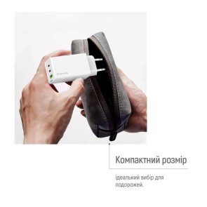 Зарядний пристрій ColorWay GaN Mini 65W White (CW-CHS058PD-WT)
