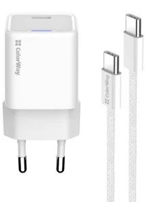 Фото: Зарядний пристрій ColorWay GaN Mini PD 30W White with Type-C / Type-C (CW-CHS054PDC-WT) № 6 | KTC