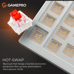 Фото: Клавіатура GamePro Genesis Infinity MK130BW Outemu Red Switches ENG/UKR White № 11 | KTC