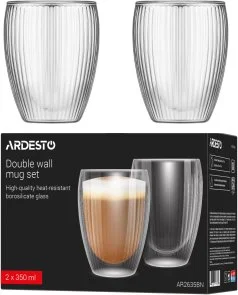 Фото: Набір чашок Ardesto 350ml 2pcs Clear (AR2635BN) № 5 | KTC