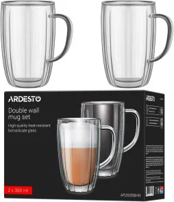 Фото: Набір чашок Ardesto 350ml 2pcs Clear (AR2635BHN) № 5 | KTC