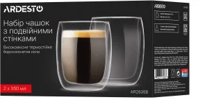 Фото: Набір чашок Ardesto 350ml 2pcs Clear (AR2635B) № 4 | KTC
