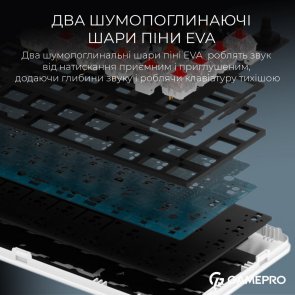 Клавіатура GamePro Asgard Valhalla MK210B Pro RGB WL/BT/USB White (MK210W Pro)