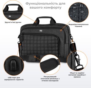 Сумка для ноутбука 2E CBN9198BK CrossSquares Black (2E-CBN9198BK)