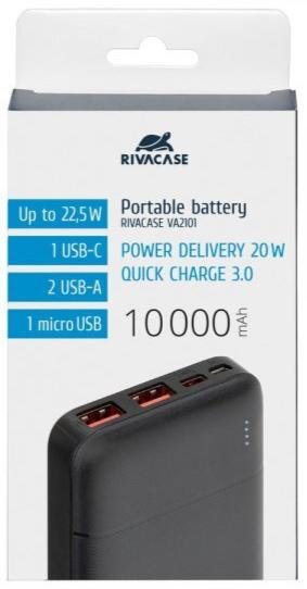 Батарея універсальна Riva RivaPower VA2101 10000mAh 22.5W Black (RIVAPOWER VA2101 (Black))