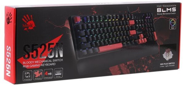Клавіатура Bloody BLMS Red Switch USB Fire Black (S525N Fire Black)