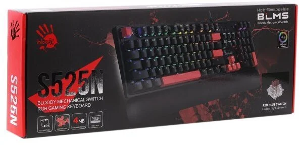 Фото: Клавіатура Bloody BLMS Red Switch USB Fire Black (S525N Fire Black) № 6 | KTC