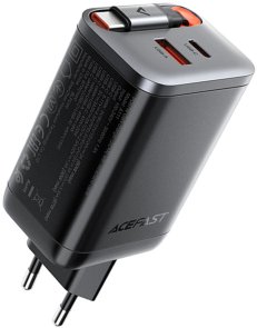Зарядний пристрій Acefast A111 67W Black with Retractable Cable (6974316284062)