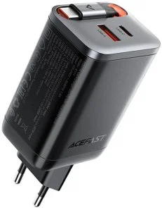 Фото: Зарядний пристрій Acefast A111 67W Black with Retractable Cable (6974316284062) № 2 | KTC