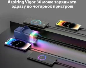 Фото: Батарея універсальна Aspiring Vigor 30 30000mAh 65W Blue (VG65PD) № 5 | KTC